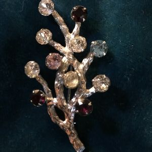 Van Dell sterling silver rhinestone tree brooch.